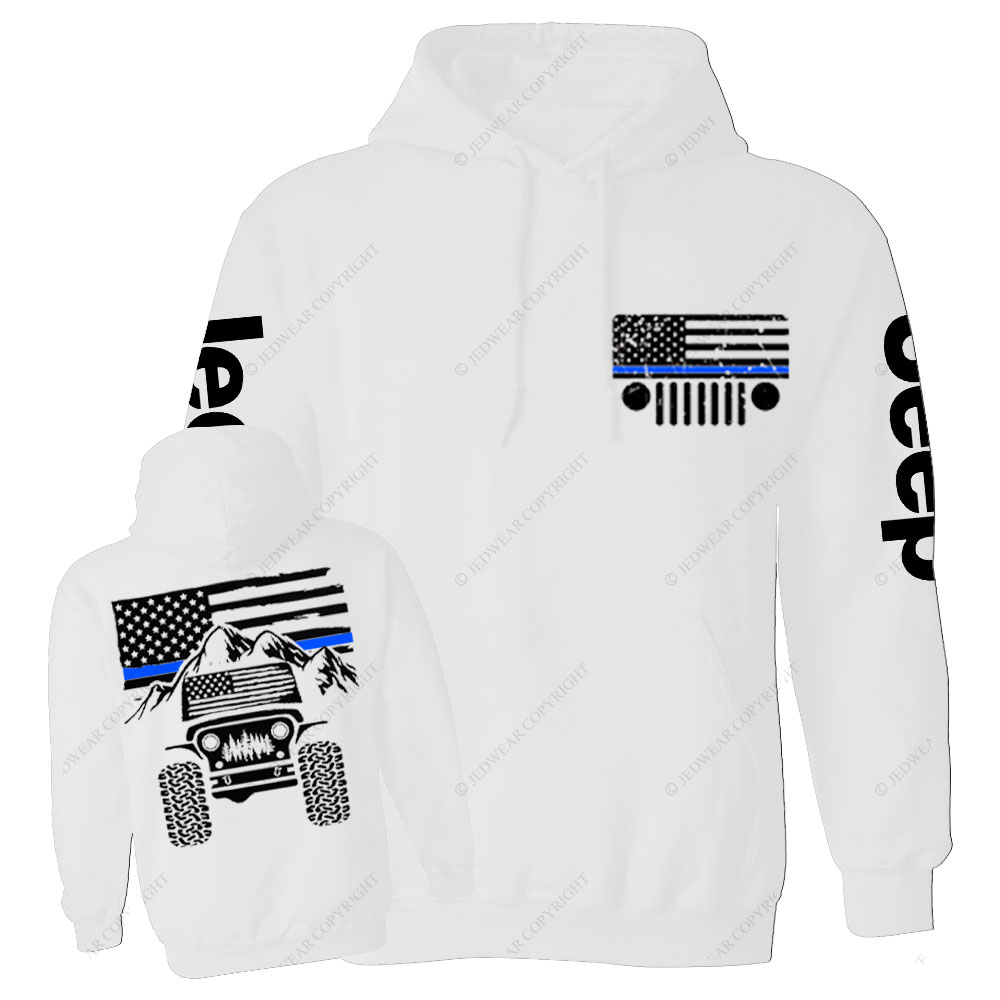 Jp American Flag Mountains Police Blue Line Casual Hoodie