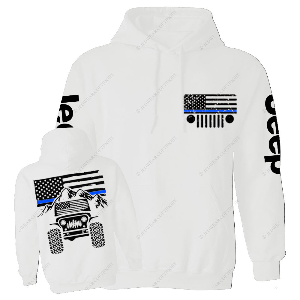 Jp American Flag Mountains Police Blue Line Casual Hoodie