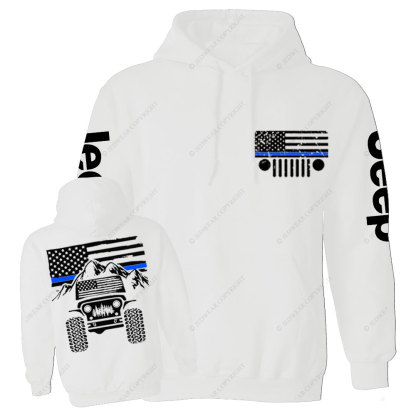 Jp American Flag Mountains Police Blue Line Casual Hoodie