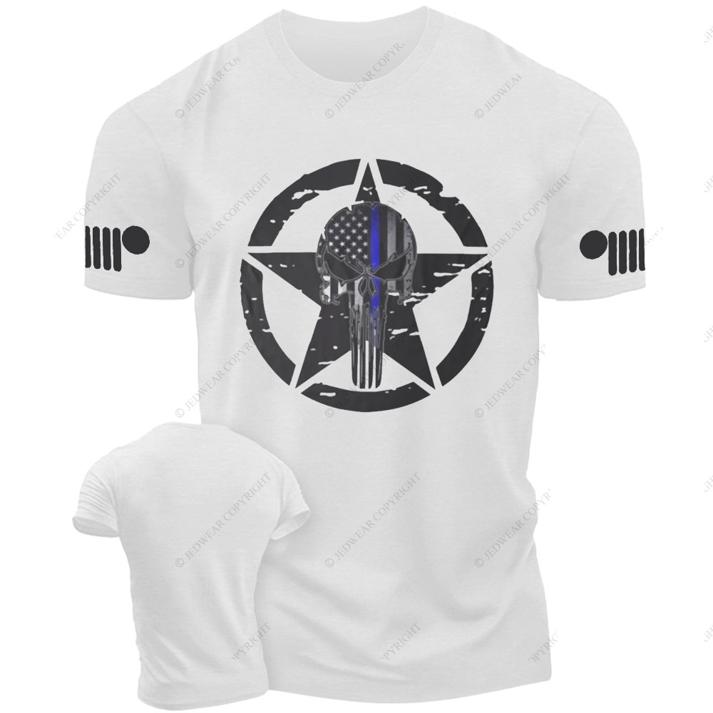 Thin Blue Line American Flag Off Road Skull Jp T-shirt