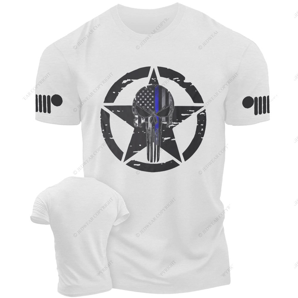 Thin Blue Line American Flag Off Road Skull Jp T-shirt