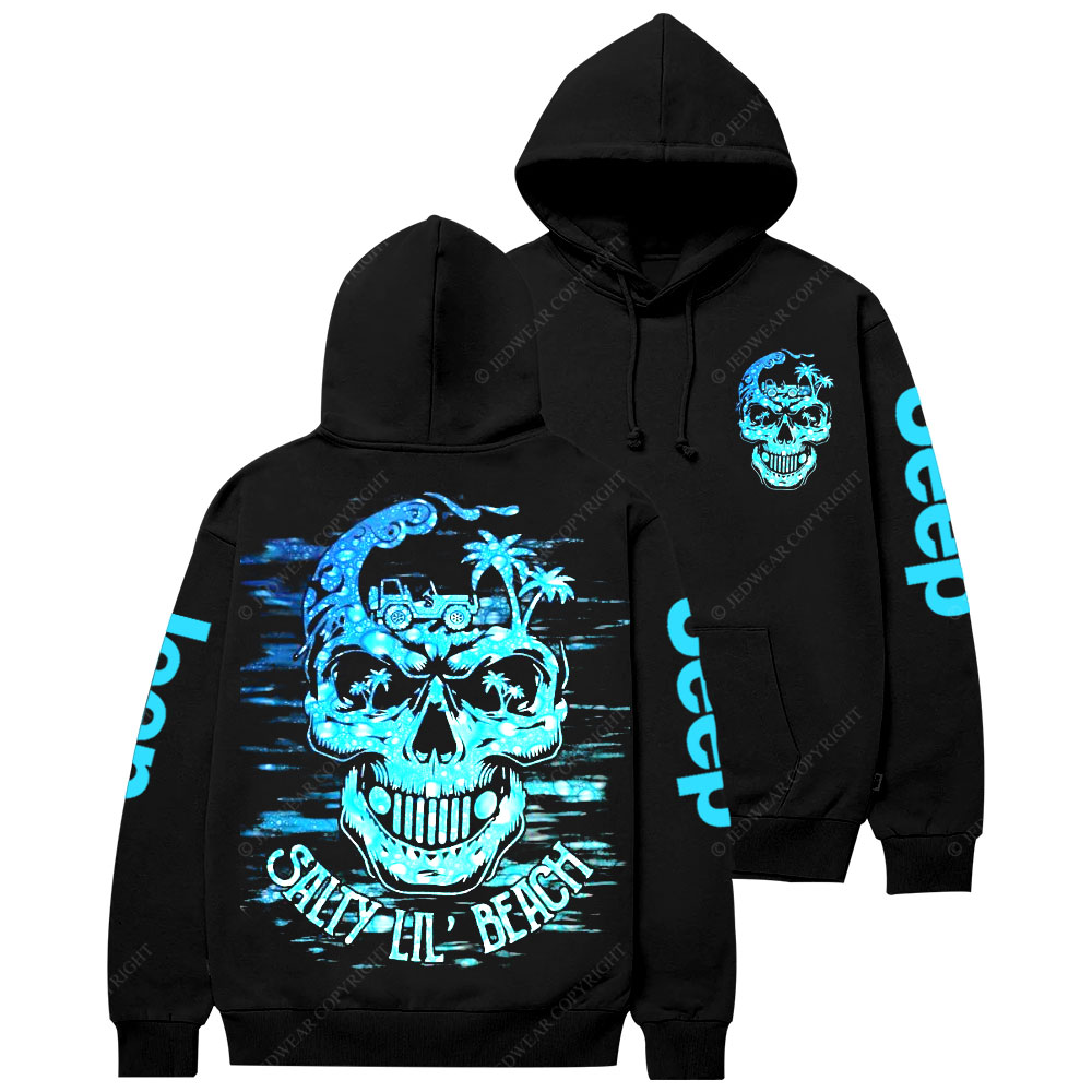 Jp Skull Palm Tree Salty Lil Beach Casual Hoodie