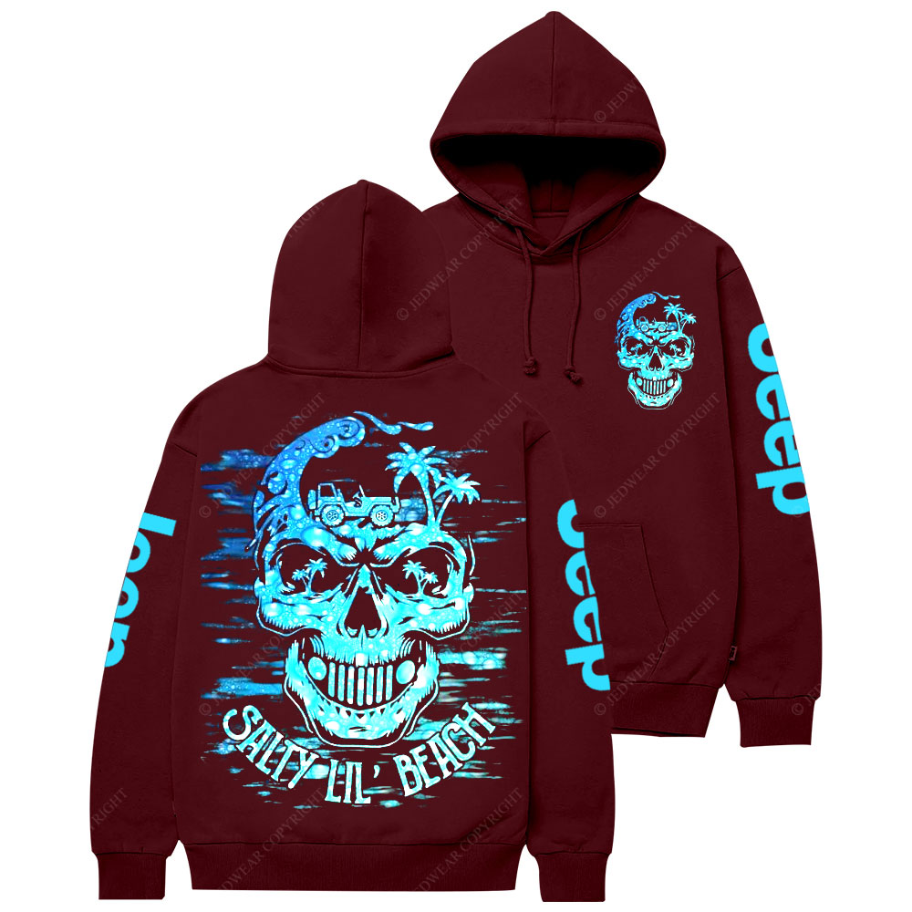 Jp Skull Palm Tree Salty Lil Beach Casual Hoodie