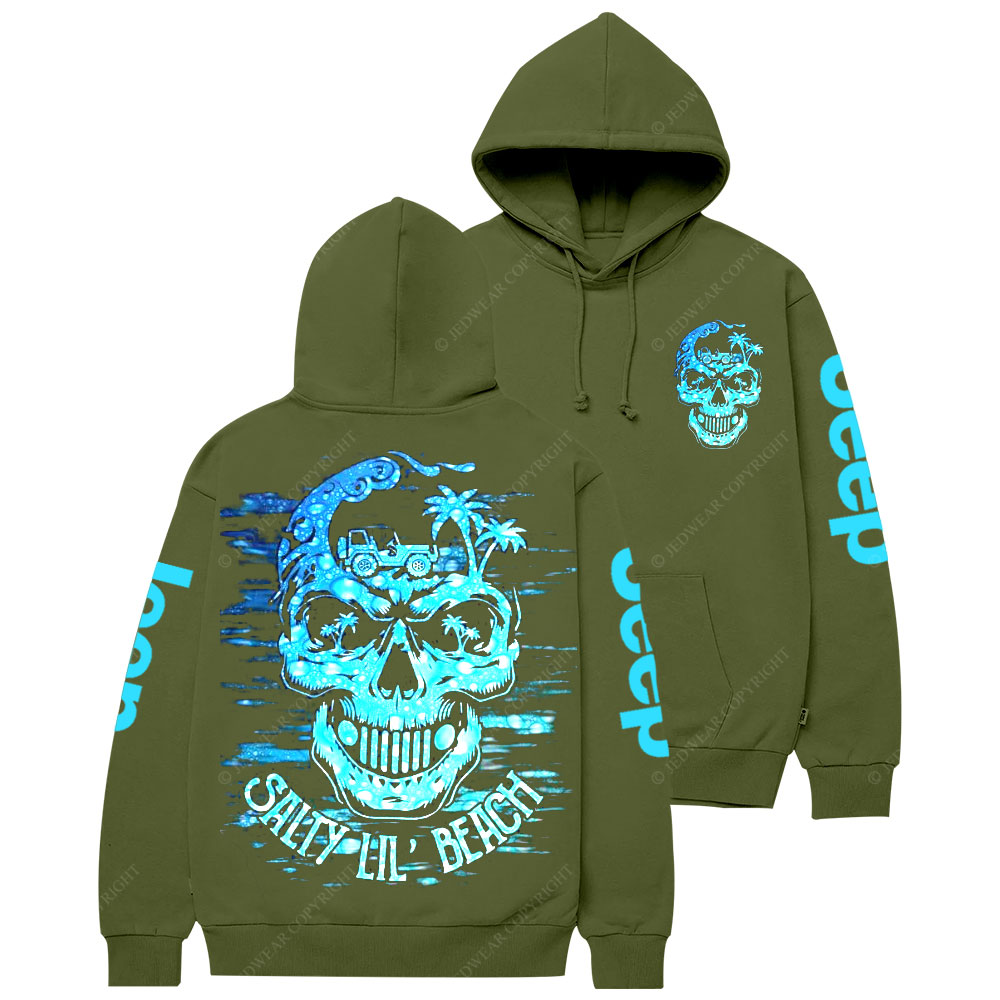 Jp Skull Palm Tree Salty Lil Beach Casual Hoodie