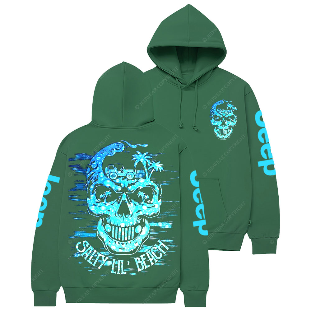 Jp Skull Palm Tree Salty Lil Beach Casual Hoodie