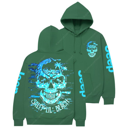 Jp Skull Palm Tree Salty Lil Beach Casual Hoodie