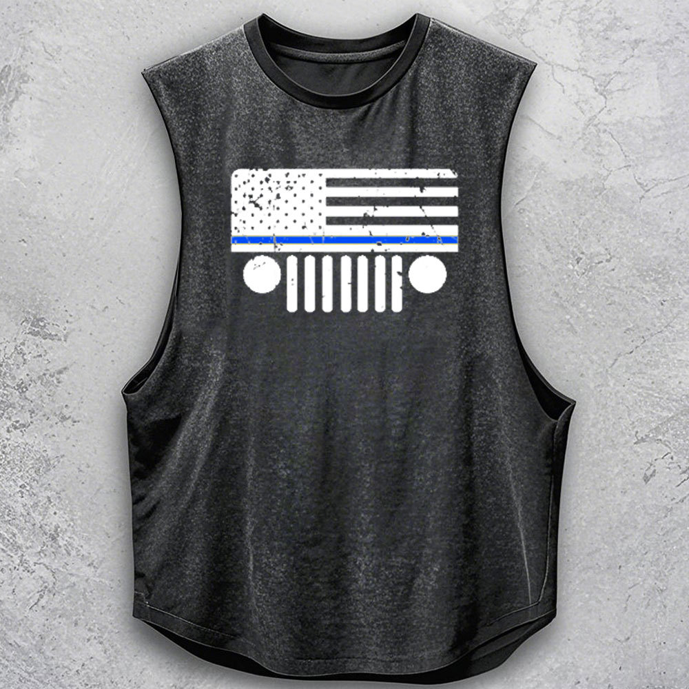 Jp Police Blue Line Distressed Flag Tank