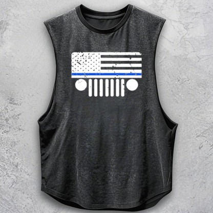 Jp Police Blue Line Distressed Flag Tank