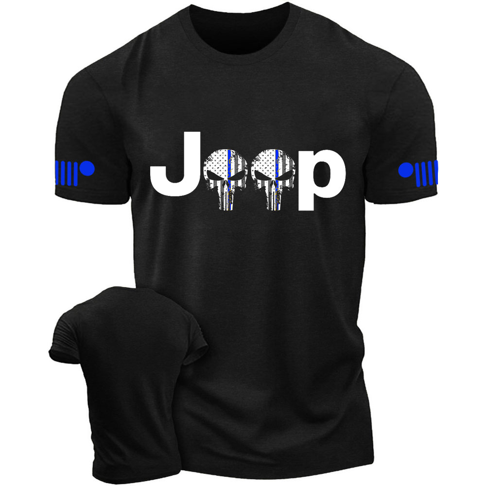 Thin Blue Line Skull Jp Police T-Shirt