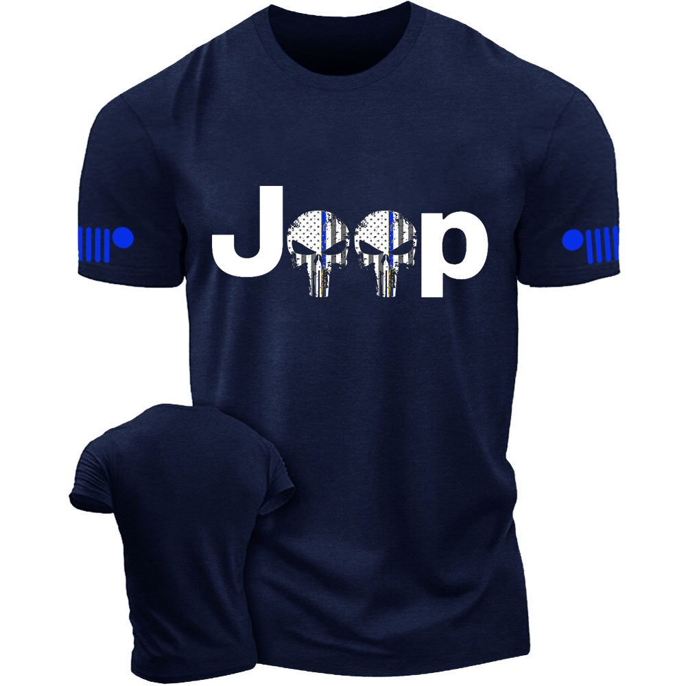Thin Blue Line Skull Jp Police T-Shirt