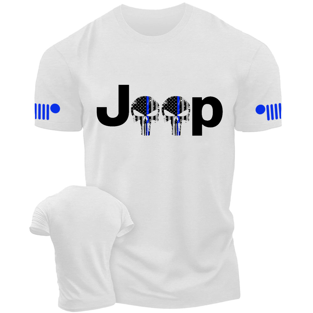 Thin Blue Line Skull Jp Police T-Shirt