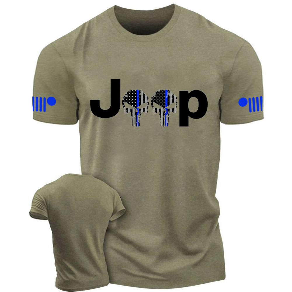 Thin Blue Line Skull Jp Police T-Shirt
