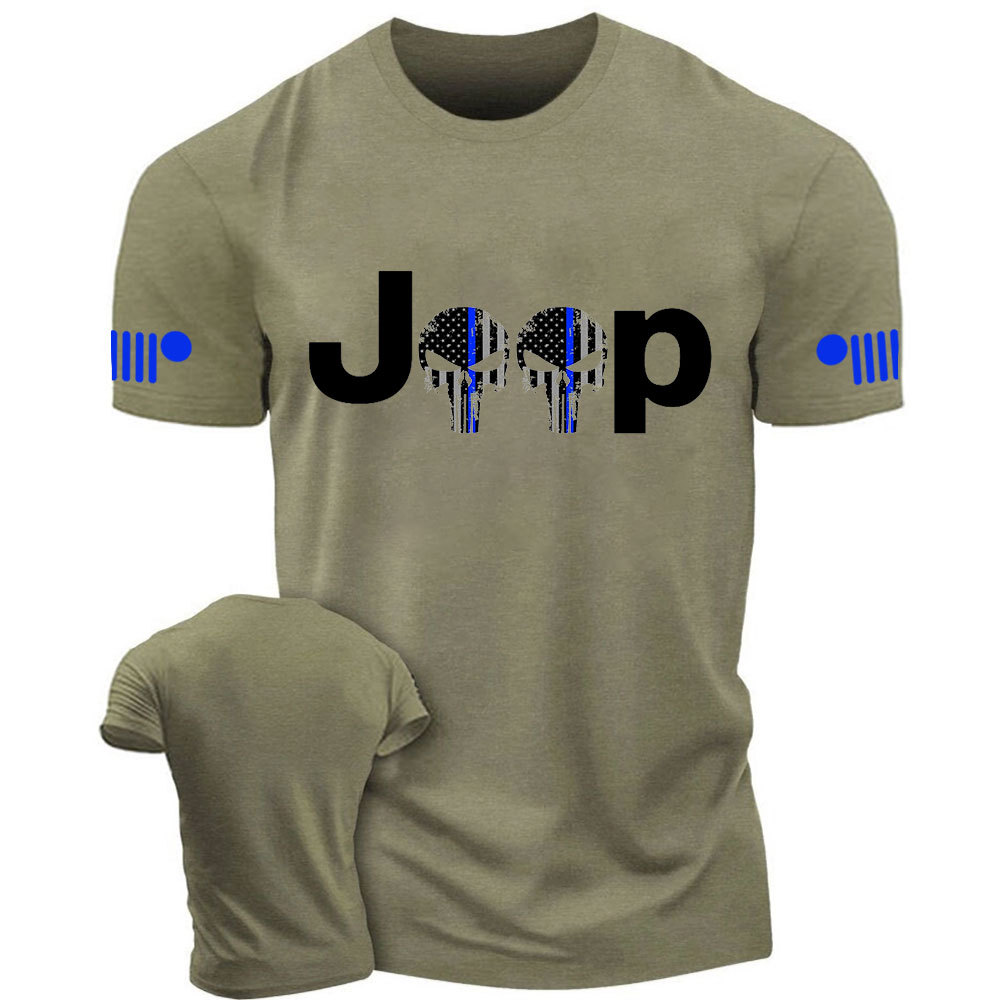Thin Blue Line Skull Jp Police T-Shirt