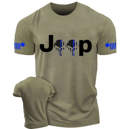 Thin Blue Line Skull Jp Police T-Shirt