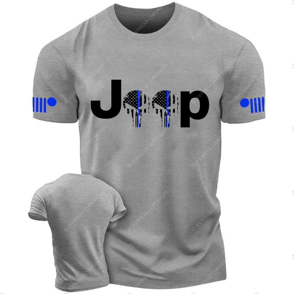 Thin Blue Line Skull Jp Police T-Shirt