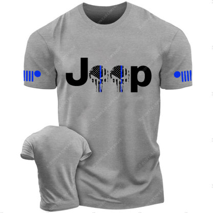Thin Blue Line Skull Jp Police T-Shirt