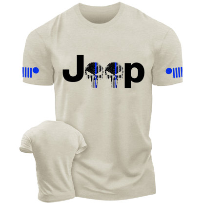Thin Blue Line Skull Jp Police T-Shirt