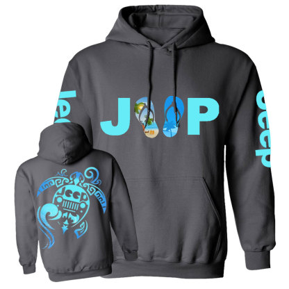Sea Turtle And Jp Beach Flip Flop Casual Hoodie