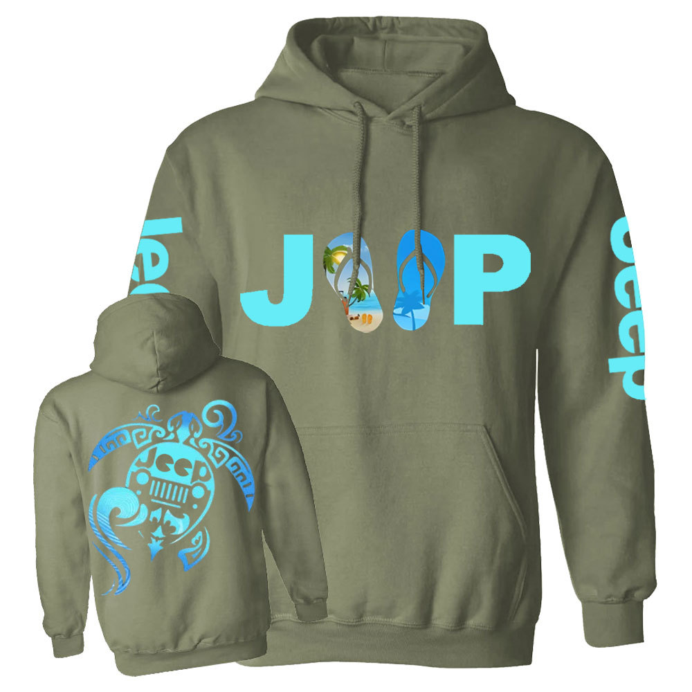 Sea Turtle And Jp Beach Flip Flop Casual Hoodie