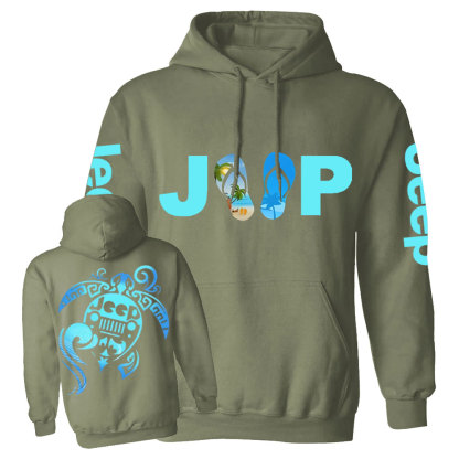 Sea Turtle And Jp Beach Flip Flop Casual Hoodie