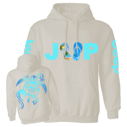 Sea Turtle And Jp Beach Flip Flop Casual Hoodie