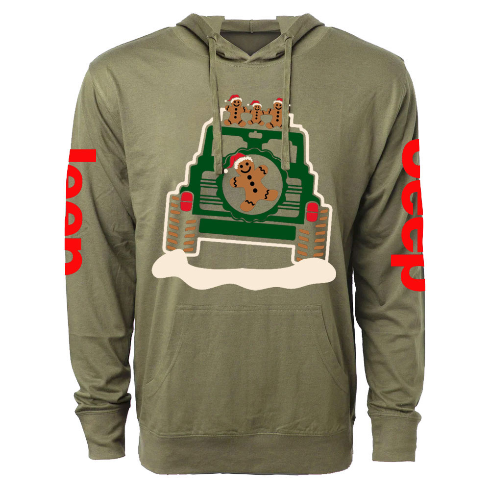 Gingerbread Offroad Christmas Car Jp Oversized Lightweight Hoodie