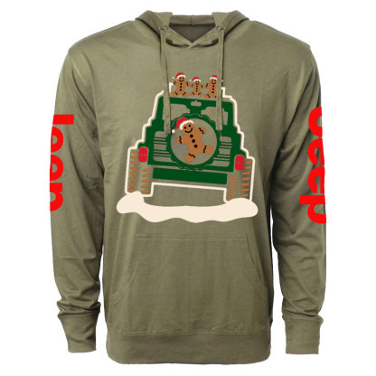 Gingerbread Offroad Christmas Car Jp Oversized Lightweight Hoodie