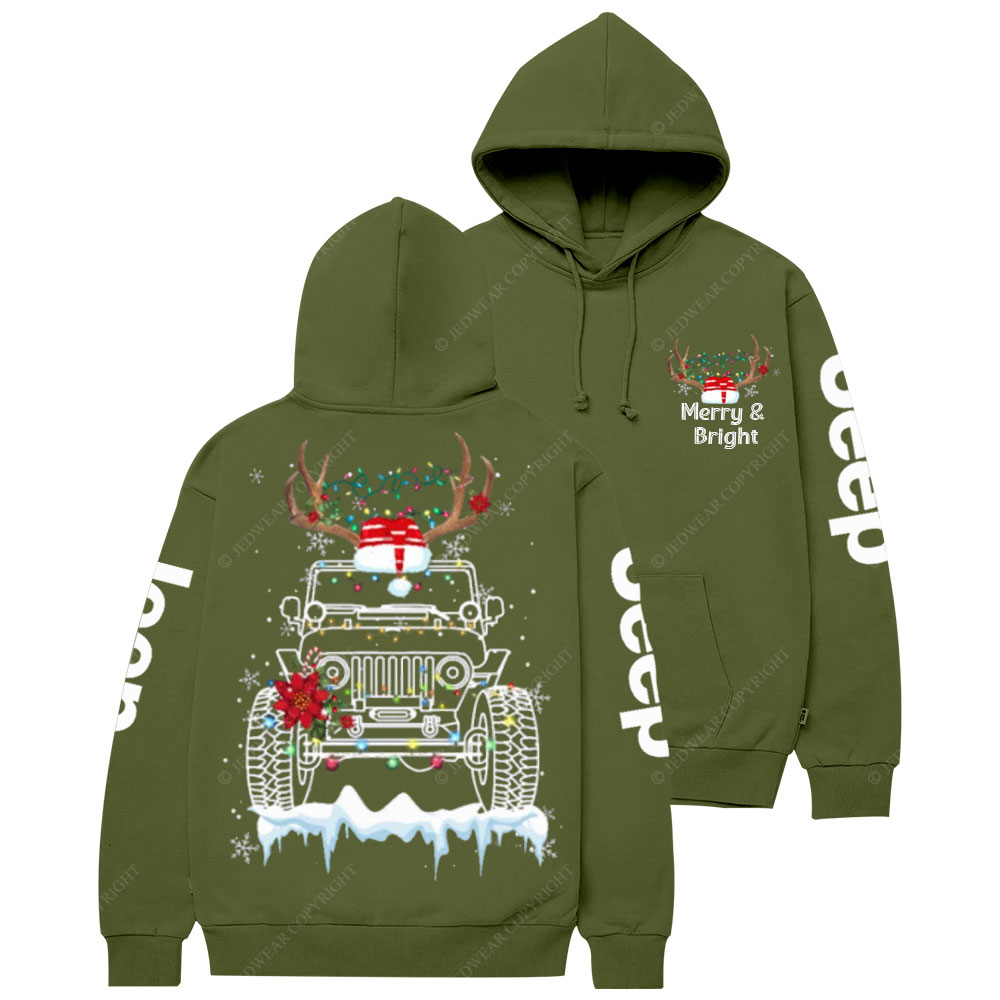 Christmas Merry and Bright Led Lights Jp Shape Graphic Casual Hoodie