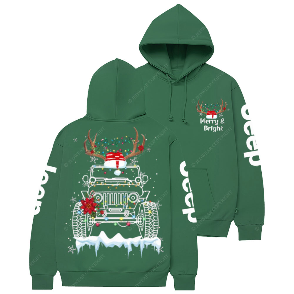 Christmas Merry and Bright Led Lights Jp Shape Graphic Casual Hoodie