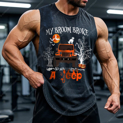 My Broom Broke So Now I Drive A Jp Halloween Men Tank