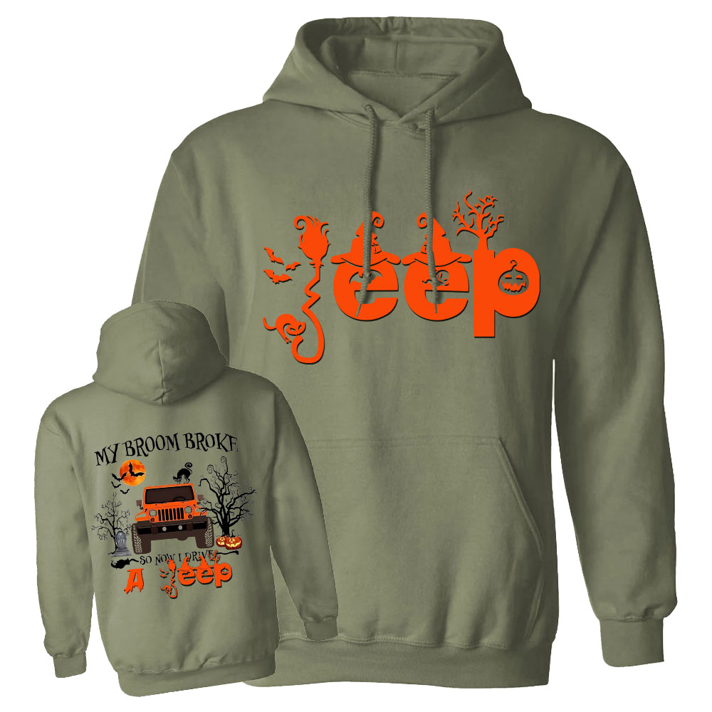 My Broom Broke So Now I Drive A Jp Halloween Double Printed Oversized Hoodie