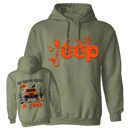 My Broom Broke So Now I Drive A Jp Halloween Double Printed Oversized Hoodie
