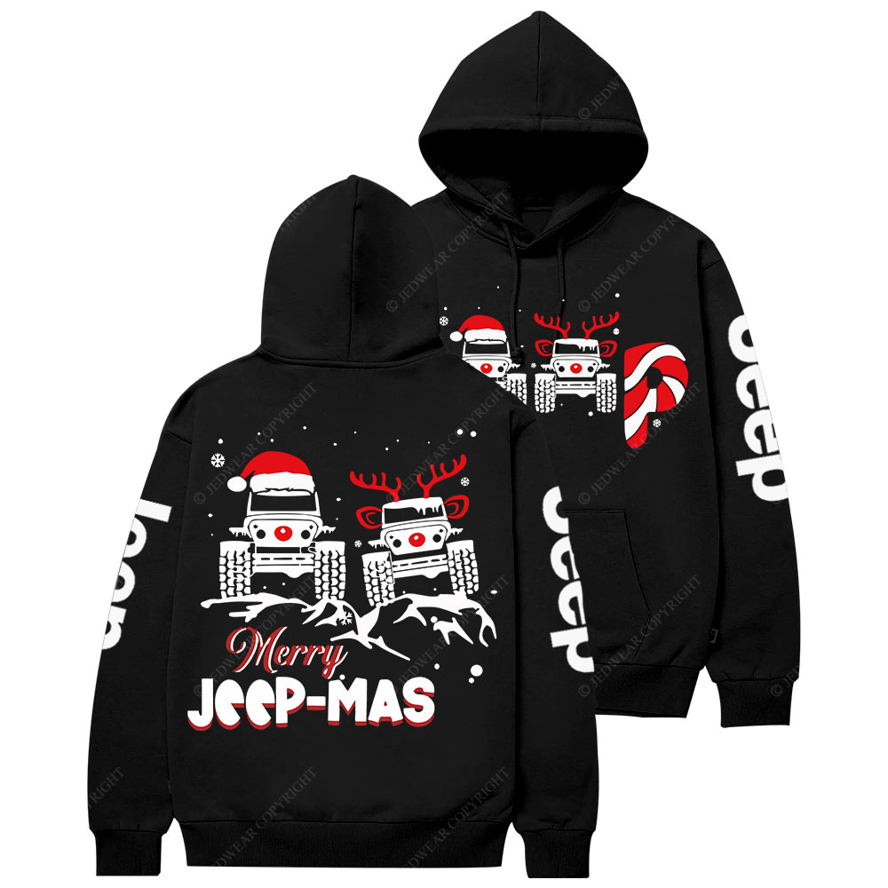 Santa Deer Candy Jp Merry Christmas Double Printed Women Casual Hoodie