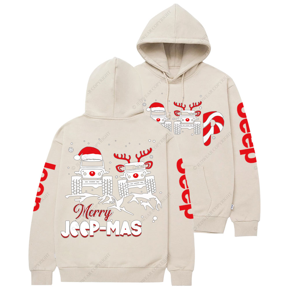 Santa Deer Candy Jp Merry Christmas Double Printed Women Casual Hoodie