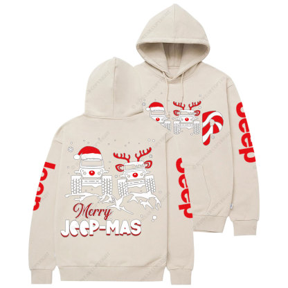 Santa Deer Candy Jp Merry Christmas Double Printed Women Casual Hoodie