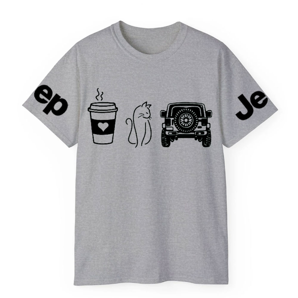 Coffee Jp and Line Art Kitten T-Shirt