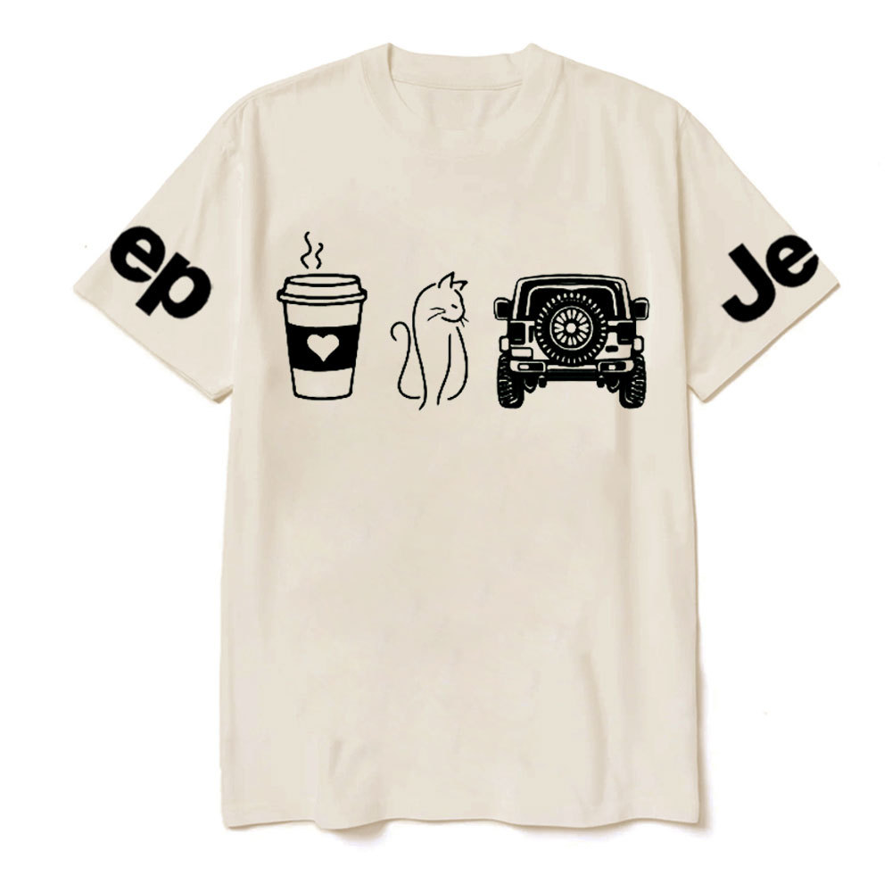 Coffee Jp and Line Art Kitten T-Shirt