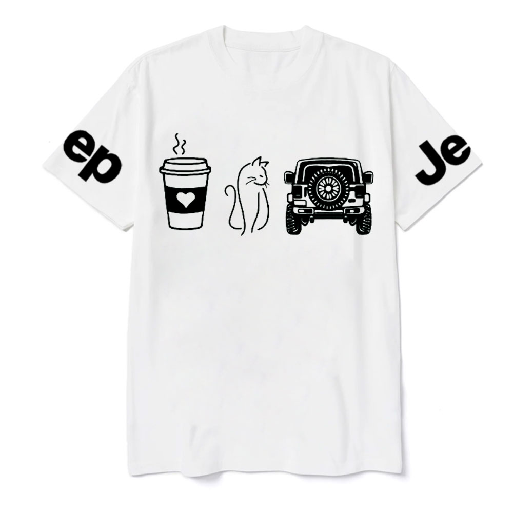 Coffee Jp and Line Art Kitten T-Shirt