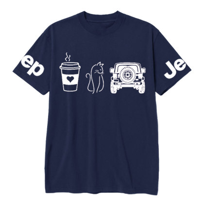 Coffee Jp and Line Art Kitten T-Shirt