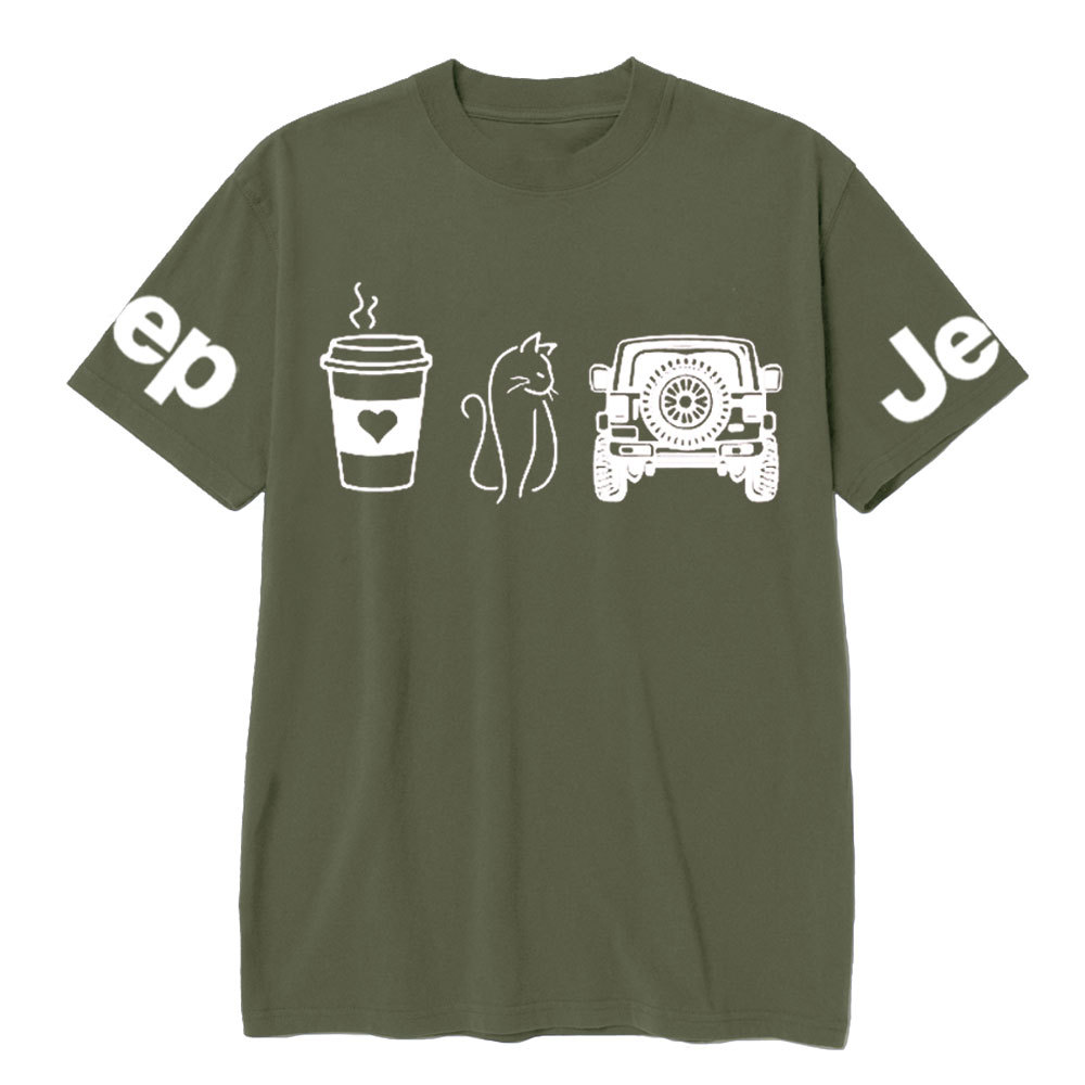 Coffee Jp and Line Art Kitten T-Shirt