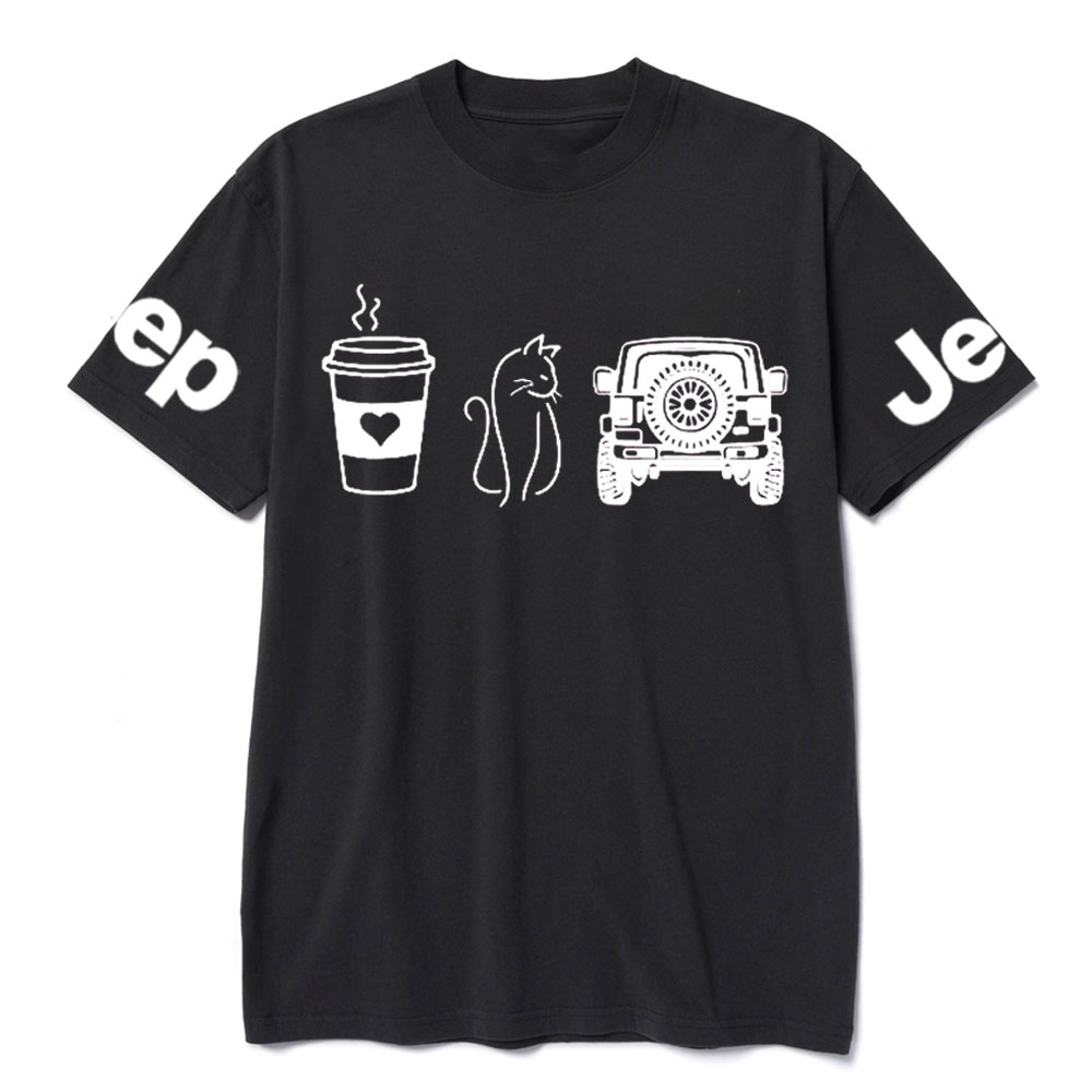 Coffee Jp and Line Art Kitten T-Shirt
