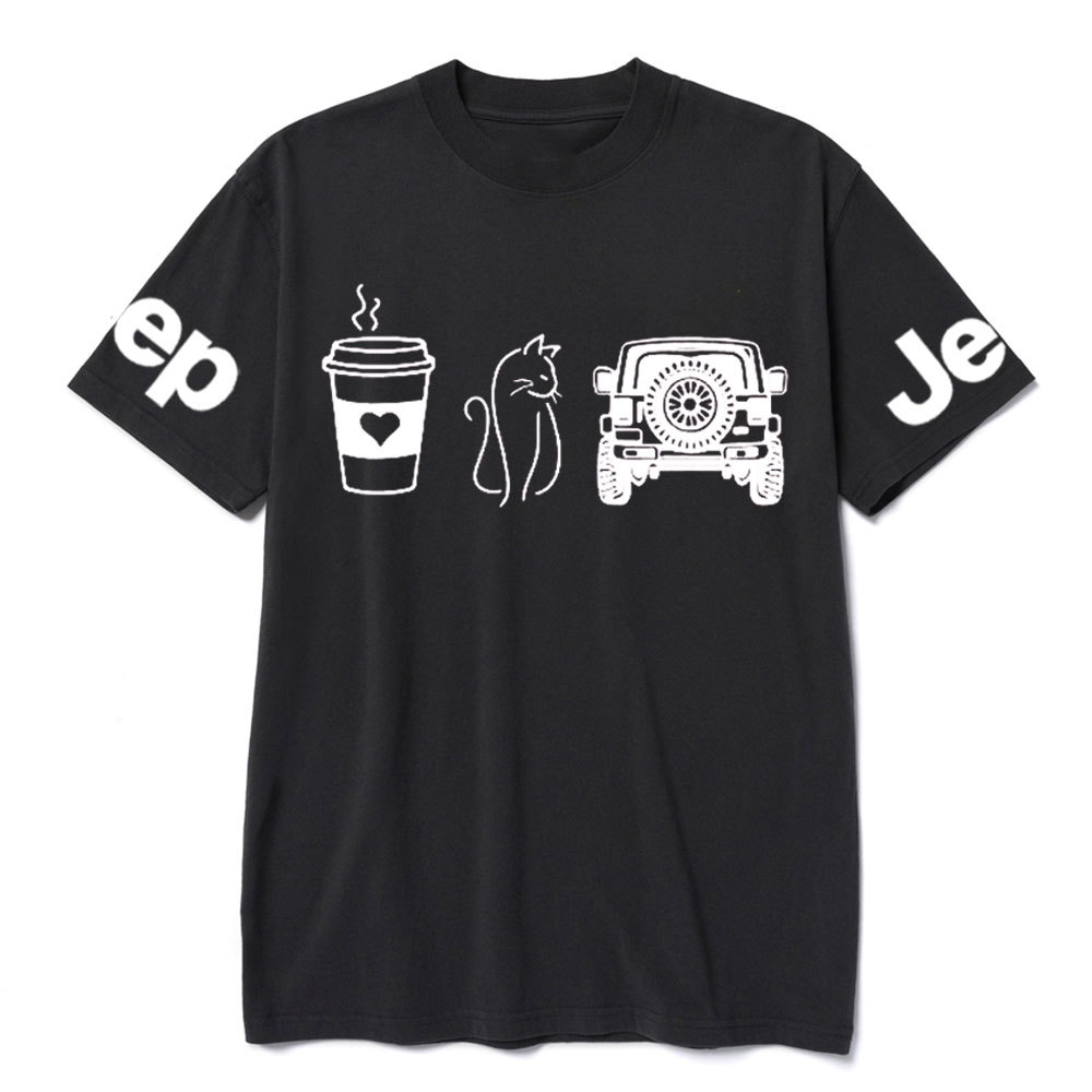 Coffee Jp and Line Art Kitten T-Shirt