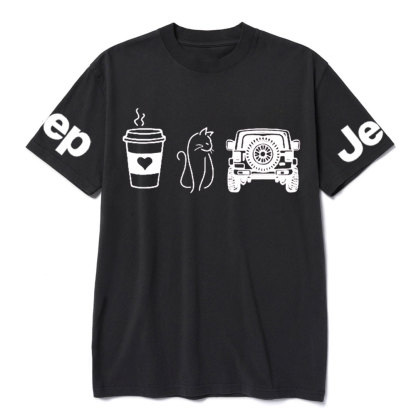 Coffee Jp and Line Art Kitten T-Shirt