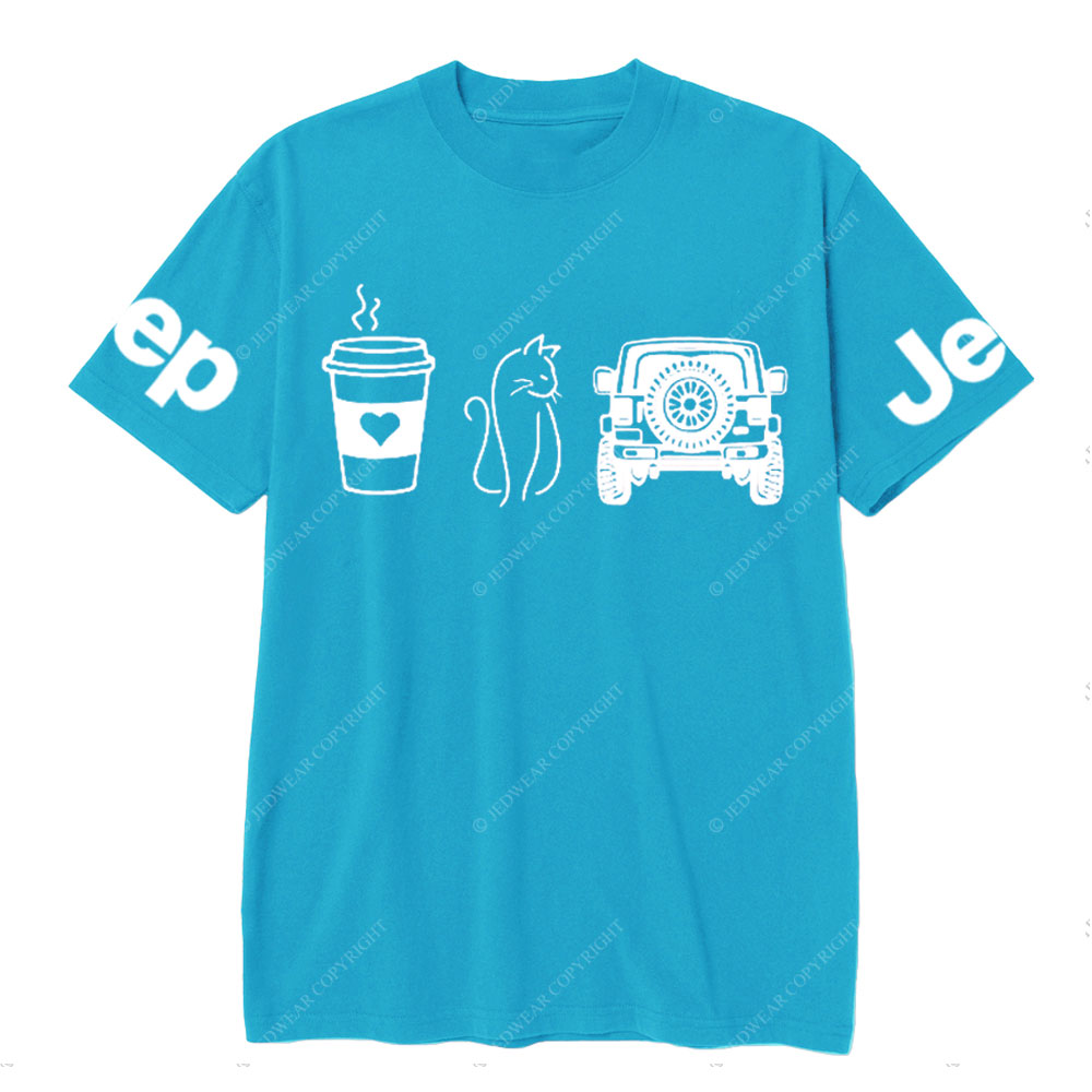 Coffee Jp and Line Art Kitten T-Shirt