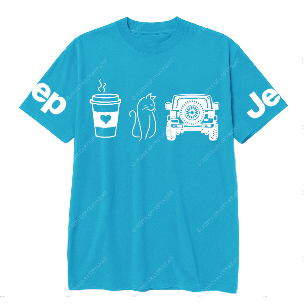 Coffee Jp and Line Art Kitten T-Shirt
