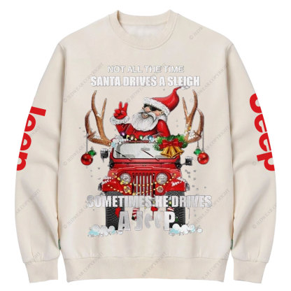 Santa Claus Drive A Jp Christmas Crew Neck Sweatshirt