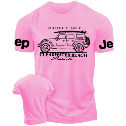 Clearwater Beach Florida Black Cotton Jp Surf Style T-Shirt
