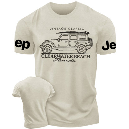 Clearwater Beach Florida Black Cotton Jp Surf Style T-Shirt