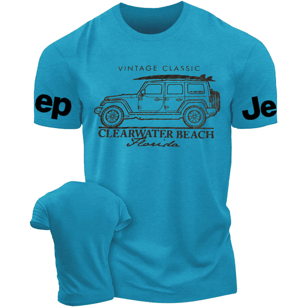 Clearwater Beach Florida Black Cotton Jp Surf Style T-Shirt