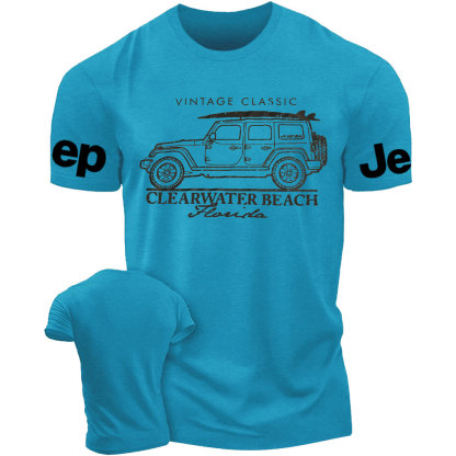 Clearwater Beach Florida Black Cotton Jp Surf Style T-Shirt